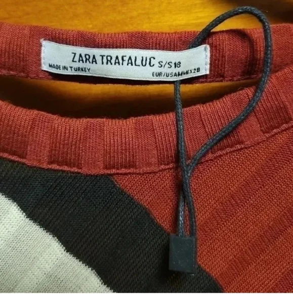 Zara Trafulac Red Tan Maxi Sweater Dress - Picture 6 of 6